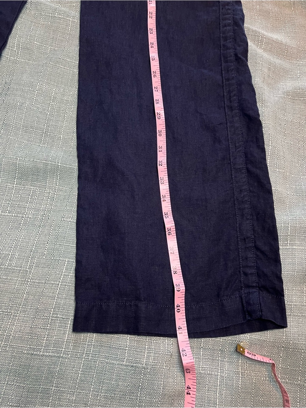 Athleta Straight Leg Linen Pants Navy Patch Pockets Size 12 - Picture 7 of 8